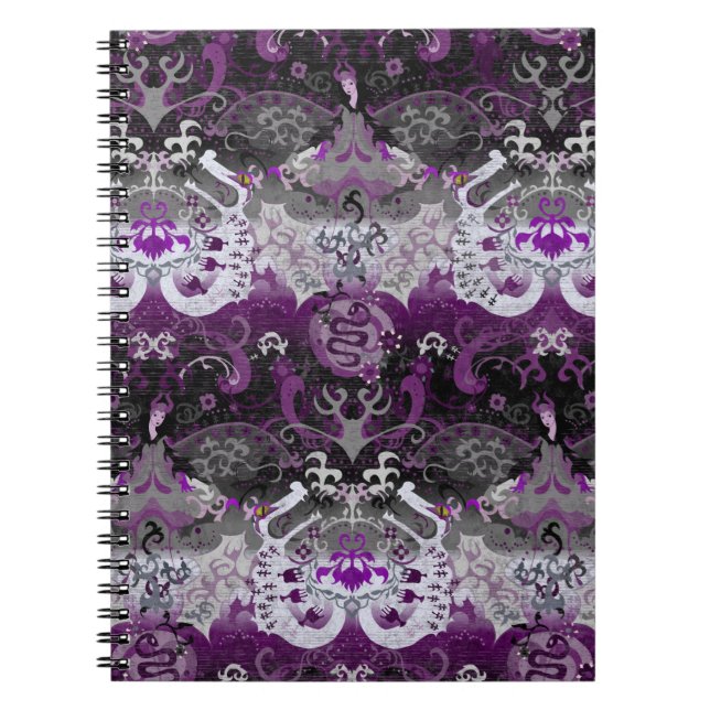 Carnet Asexuel Dragon Damask - Ace Pride couleurs drapeau (Devant)