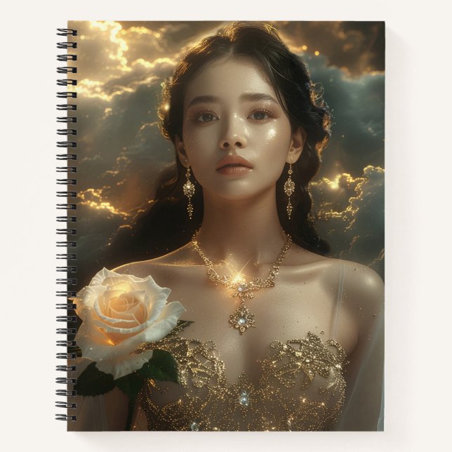 Carnet Asian Beauty With White Rose (Devant)