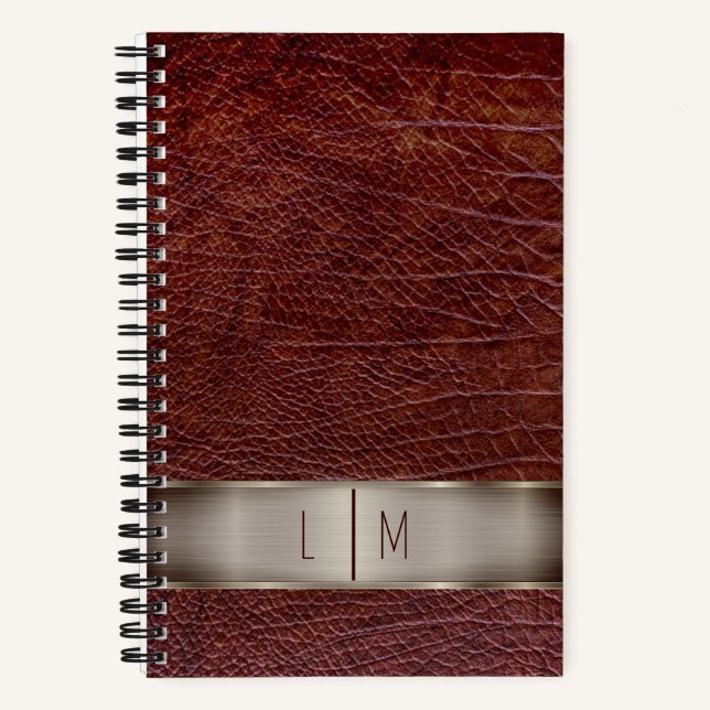 Carnet aspect cuir rouge monogramme (Recto)