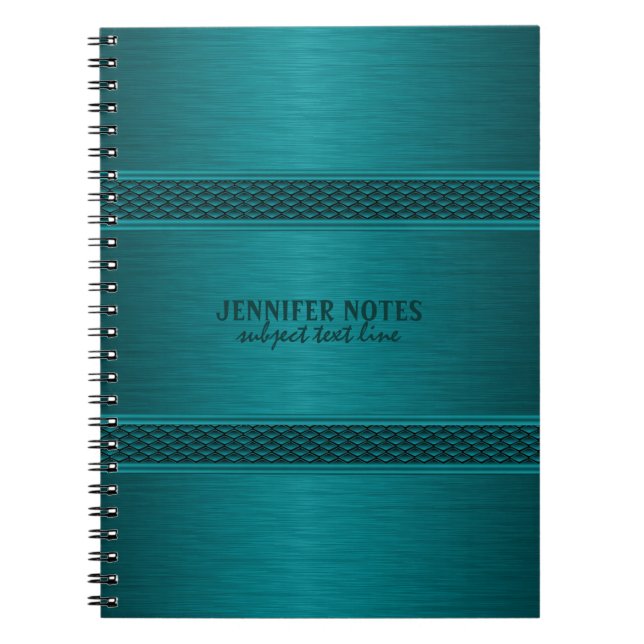 Carnet Aspect métallique Turquoise-vert brossé en alumini (Devant)