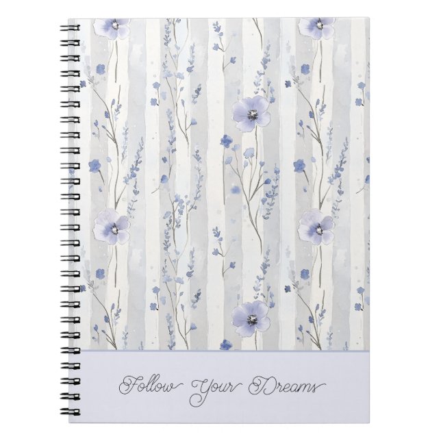 Carnet Assez Chic Fleurs Lavande Rayures  (Devant)