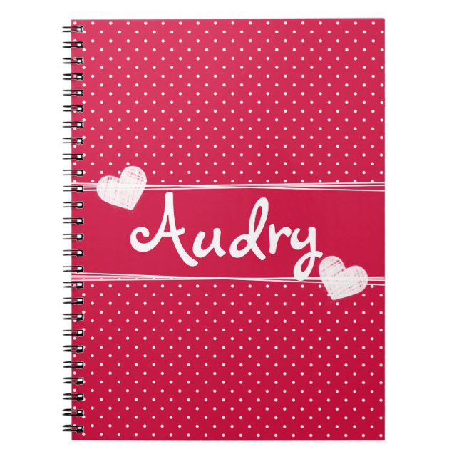 Carnet Assez dans le valentine rose et blanc de pois (Devant)