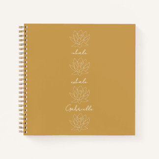 Carnet Assez Or Jaune & Fleur de Lotus Blanche Yoga 