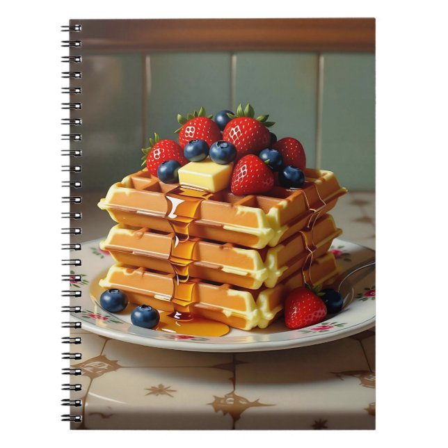 Carnet Assiette Antique de Gaufres aux Fraises  (Devant)