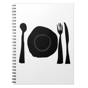 Carnet Assiette et couverts noir et blanc