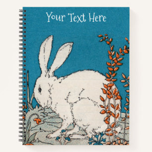 Carnet Assis Fluffy White Rabbit Orange White Flowers