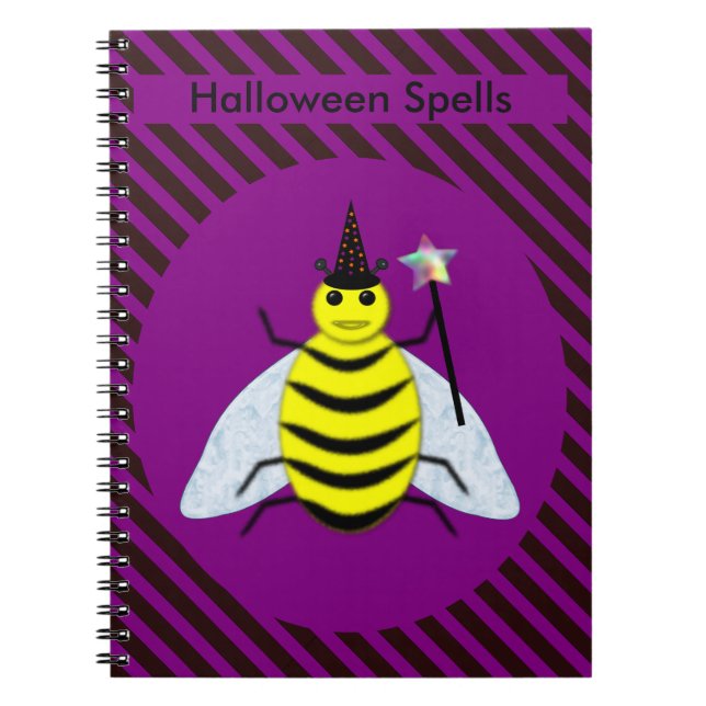 Carnet Assistant Abeille magique d'Halloween Purple et ba (Devant)
