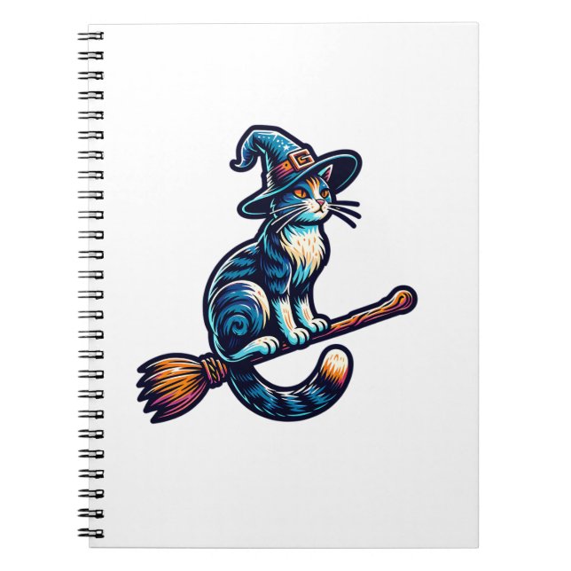 Carnet Assistant Chat Halloween sorcière Amoureux de les  (Devant)