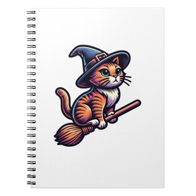 Carnet Assistant Chat Sorcière Halloween Amoureux de les  (Devant)