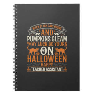 Carnet Assistant de professeur Halloween chats noirs et c