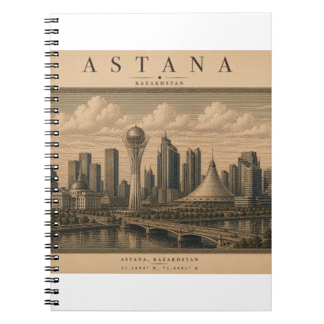 Carnet Astana | Conception de ville de voyage vintage (Devant)
