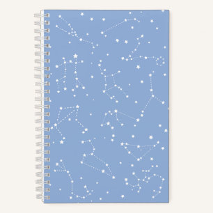 Carnet Astrologie Pastel Bleu Étoiles Blanches Constellat