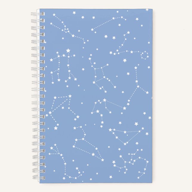 Carnet Astrologie Pastel Bleu Étoiles Blanches Constellat (Recto)