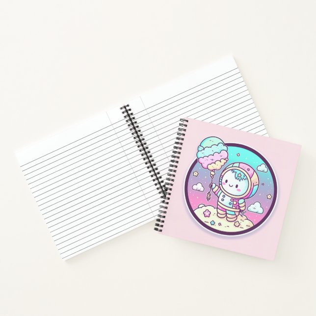 Carnet Astronaut mignon avec balon de crème glacée sur la (Intérieur)