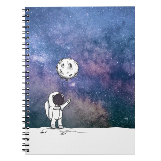 Carnet Astronaute dans l'espace avec ballon lune cosmos é (Devant)