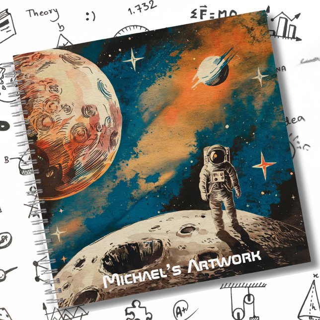 Carnet Astronaute dans l'espace, croquis coloré d'astrono (Créateur téléchargé)