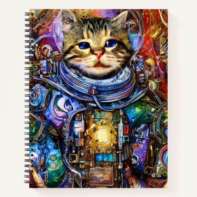 Carnet Astronaute Futuriste Chat Espace (Devant)