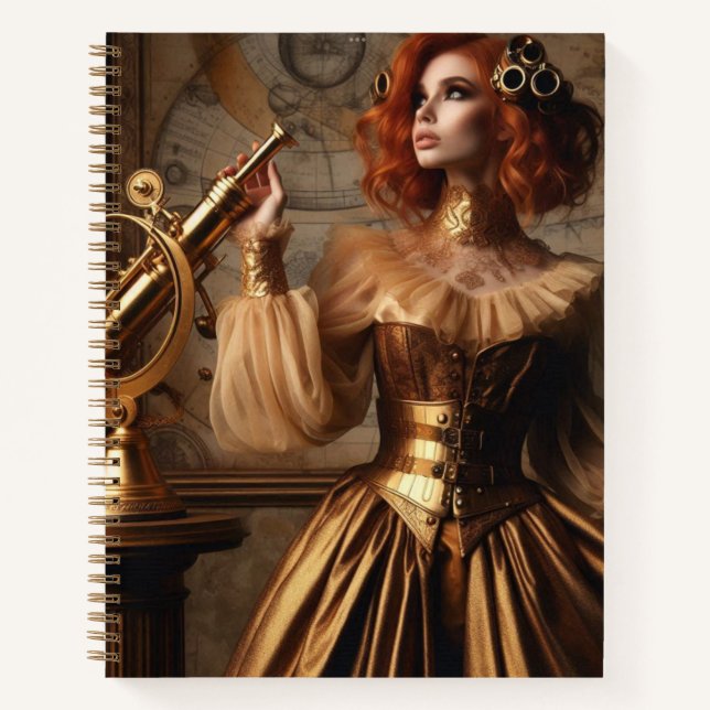Carnet Astronome en or victorien Steampunk (Devant)