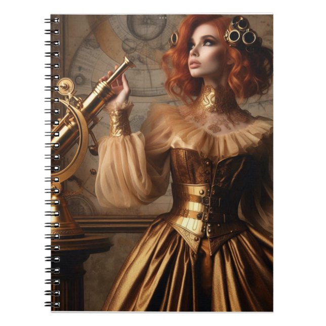 Carnet Astronome en or victorien Steampunk (Devant)
