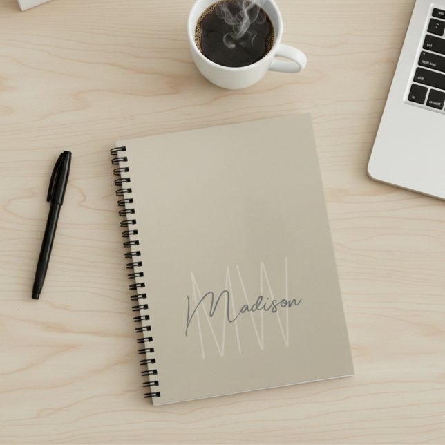 Carnet Atelier Monogramme Minimaliste Beige (Minimalist Monogram Beige Workshop Notebook)