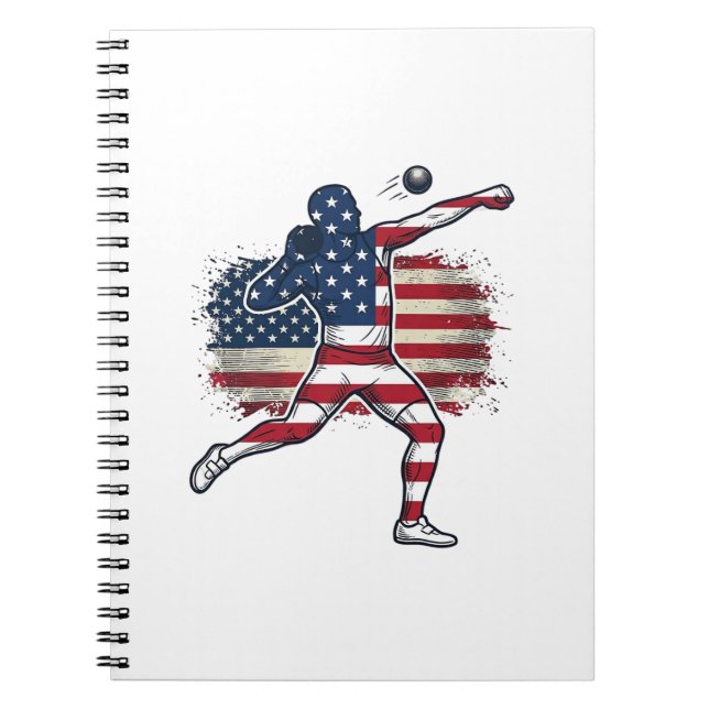 Carnet Athlète de lancer de poids patriotique Gravure vin (Devant)