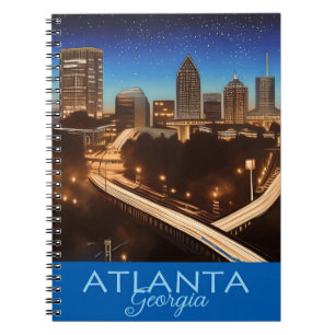 Carnet Atlanta Georgia Skyline Bleu et Gold Soirée