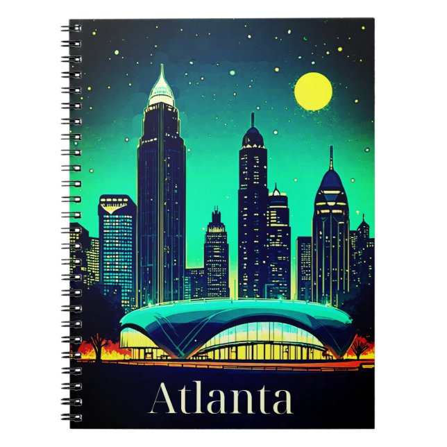 Carnet Atlanta Skyline sous un ciel étoilé (Devant)