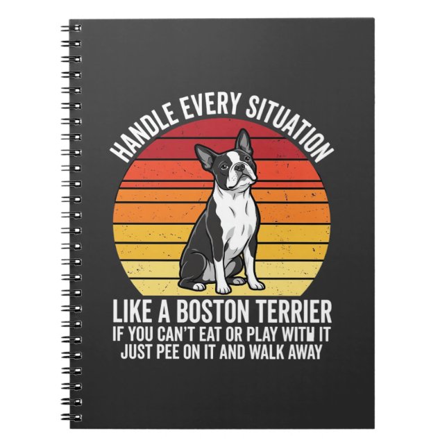 Carnet Attitude rétro de Terrier de Boston drôle (Devant)