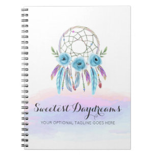 Carnet Attrape-rêves Aquarelle Plumes Bohème Rustique Chi