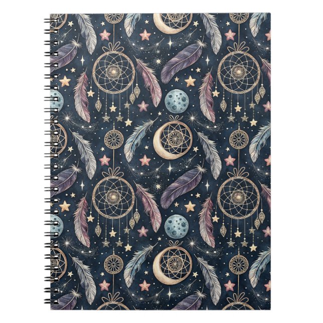 Carnet Attrape-rêves céleste & Motif d'art de nuit étoilé (Devant)