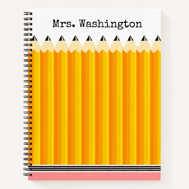 Carnet au crayon de l'enseignant avec nom (Devant)