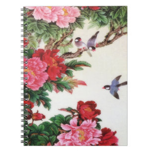 Carnet Aube vintage d'illustration de Japonais de ressort