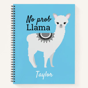 Carnet Aucun ProbLlama Personnalisé Cute Llama Blue