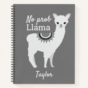 Carnet Aucun ProbLlama Personnalisé Cute Llama Grey