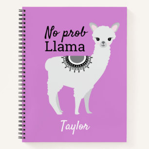 Carnet Aucun ProbLlama Personnalisé Cute Llama Purple