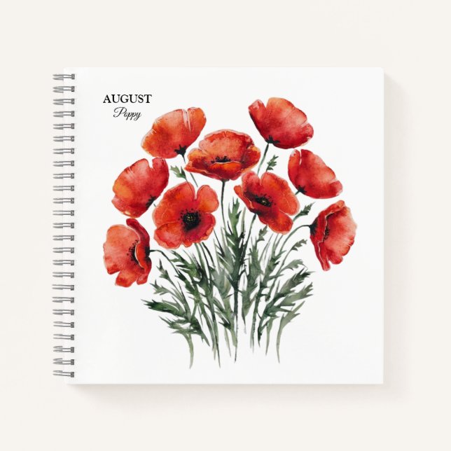 Carnet August Poppy Bloom - Cadeau d'anniversaire personn (Devant)