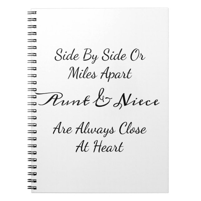 Carnet Aunt & Niece Quote – Side By Side or Miles Apart (Devant)
