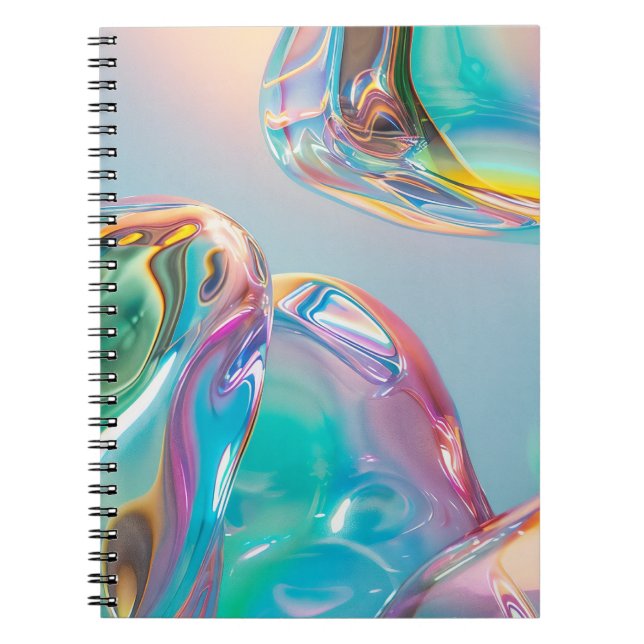 Carnet Aura esthétique dégradé en métal liquide holograph (Devant)