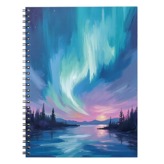 Carnet Aurores Boréales Aquarelle D'hiver (Devant)