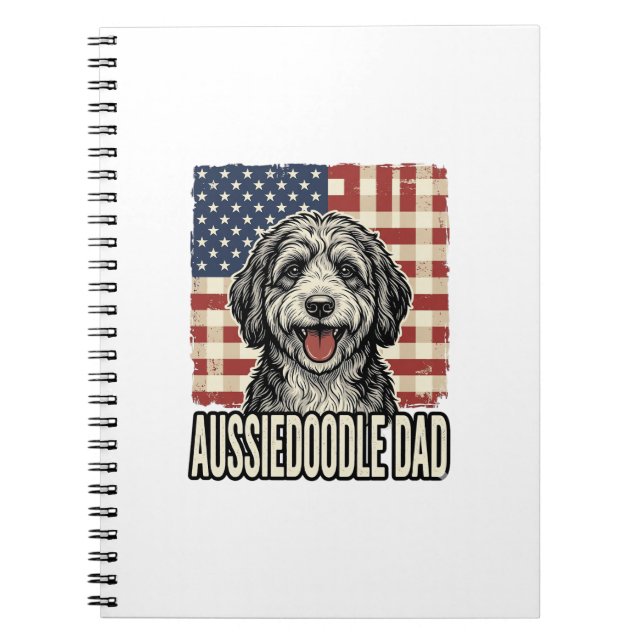 Carnet Aussiedoodle Dad Patriotic Vintage Dog Shirt Desig (Devant)