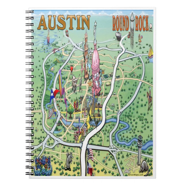Carnet Austin Round Rock Texas Fun Map (Devant)