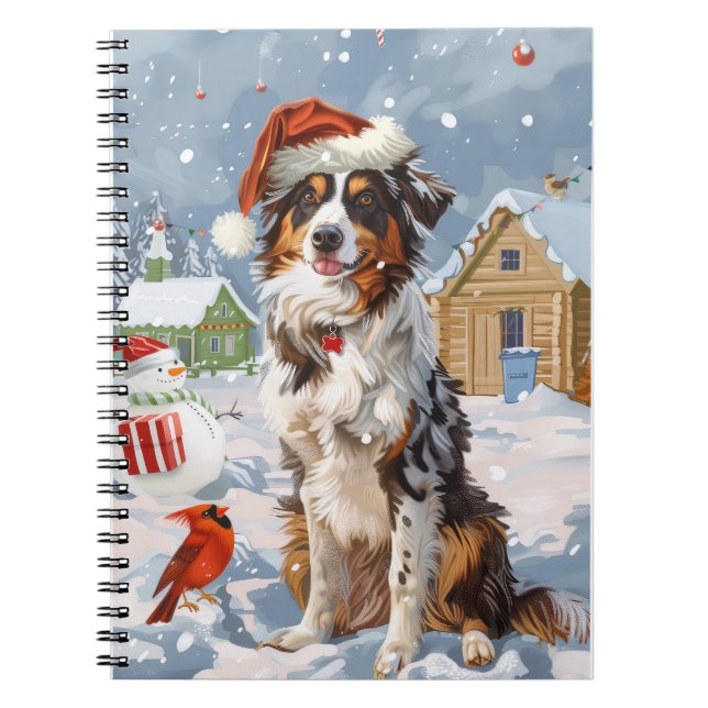 Carnet Australian Shepherd Merveilleux Noël Hiver (Devant)