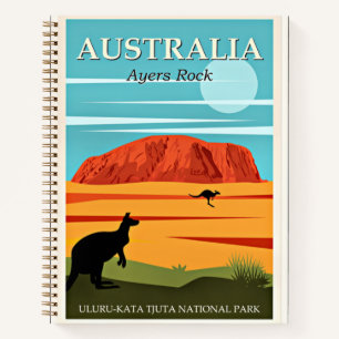 Carnet Australie, Ayers Rock, affiche de voyage vintage