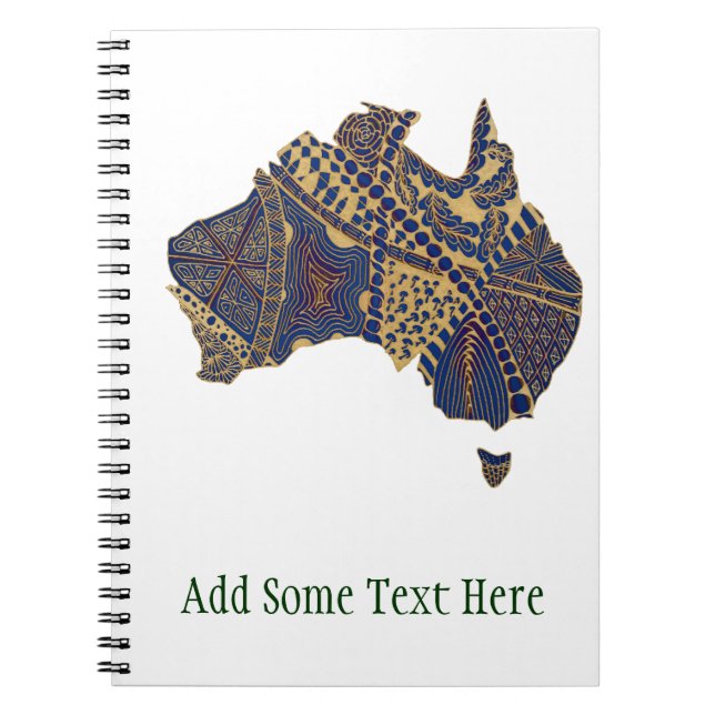 Carnet Australie Carte Doodle Tan Rouge Bleu (Devant)