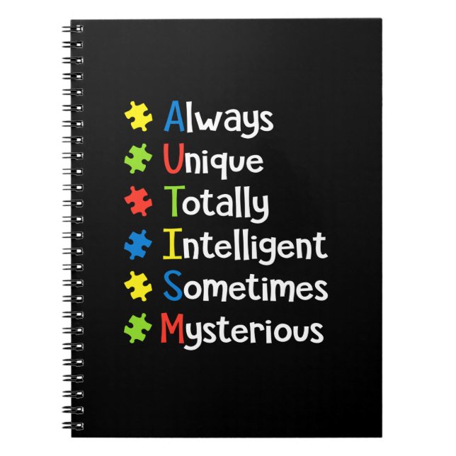 Carnet Autisme Toujours Unique Totalement Intelligent Par (Devant)
