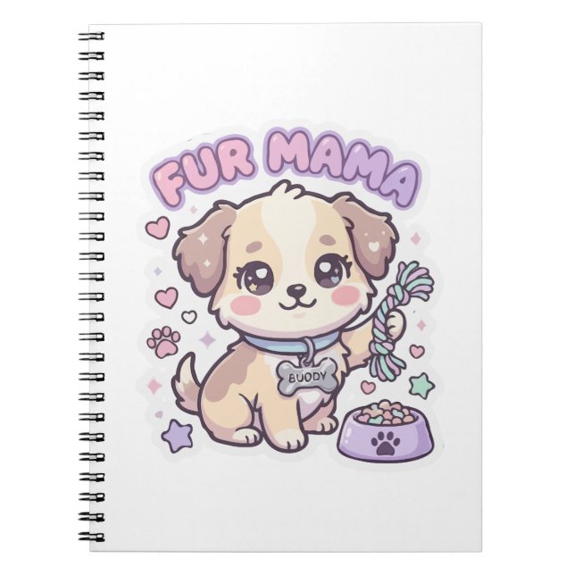 Carnet Autocollant Chien Mignon Maman Fourrure Pastel (Devant)