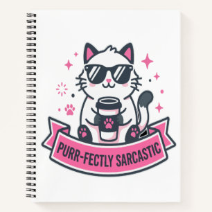 Carnet Autocollant de chat blanc sarcastiquement parfait