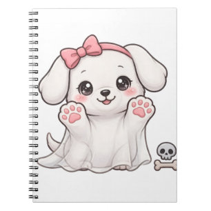 Carnet Autocollant de chien Halloween avec un chiot fantô