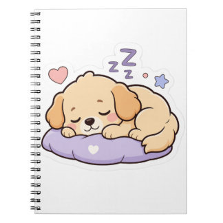 Carnet Autocollant de chien mignon endormi – chiot pastel