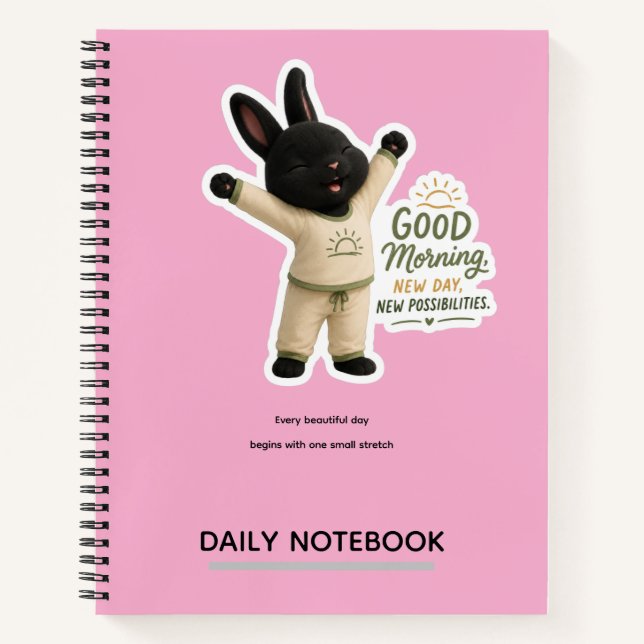 Carnet Autocollant de lapin Rex noir mignon pour étiremen (Devant)